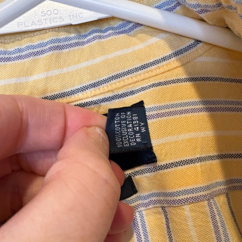 Ralph Lauren Classic Fit Yellow Blue‎ Stripe Button Down Shirt Men Large - Picture 5 of 6